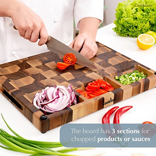 Cookizar Walnut Cutting Boards For Kitchen End Grain Cutting Board - Chopping Board Wood Cutting Board - Wooden Butcher Block Cutting Board, Meat Cutting Board With Juice Groove Ebc #TOP4