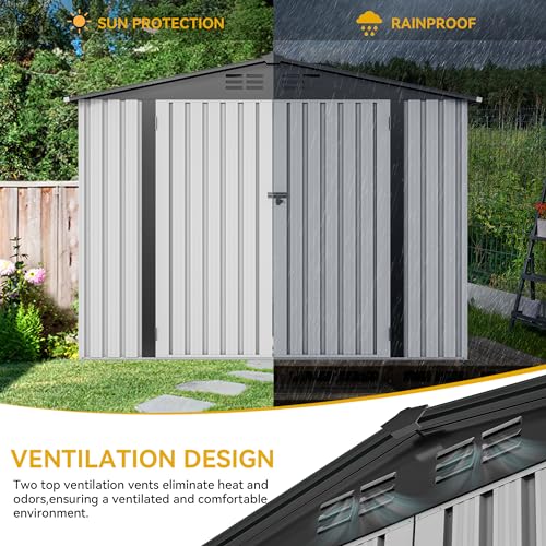 image for DWVO 8x6 FT Outdoor Storage Shed, Large Metal Tool Sheds, Heavy Duty S