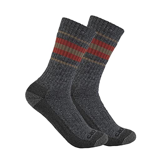 Carhartt womens Thermal Heavy Duty Crew 2 Pair Pack Casual Sock, Gray, One Size US