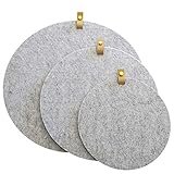 Larger Sized Round Circle Felt Pin Bulletin Boards for Walls with Faux Leather Hanging Strap. 3 Pack. Large 20”, Medium 16”, Small 12”. Notice or Memo Boards. Light Gray. Minimalist Home Office.