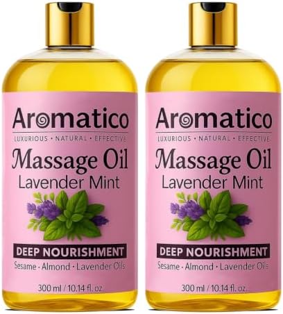 AROMATICO Lavender Mint Massage Oil | Seductive, Sensual Oil for Date Night Aromatherapy | Intimate, Romantic Massage Oil for Couples. Non-sticky & Lightweight - 300ml (Pack of 2)