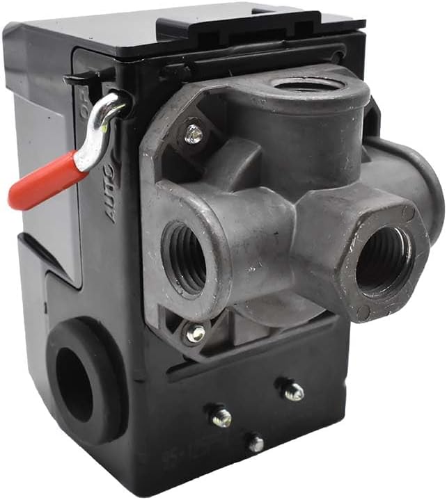 Interstate Pneumatics LF10-4H-MP Pressure Switch - 1/4 inch FPT Four Port - Bend Lever Switch 95-125 PSI Compatible with Dewalt Hitachi Emglo Makita Porter Cable Ridgid Rolair Air Compressors