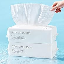 Cotton Facial Dry Wipes 100 Count, Deeply Cleansing Disposable Face Towel Cotton Tissue, Multi-Purpose for Skin Care, Facial Tissue for Cleansing, Skincare and Makeup Remover