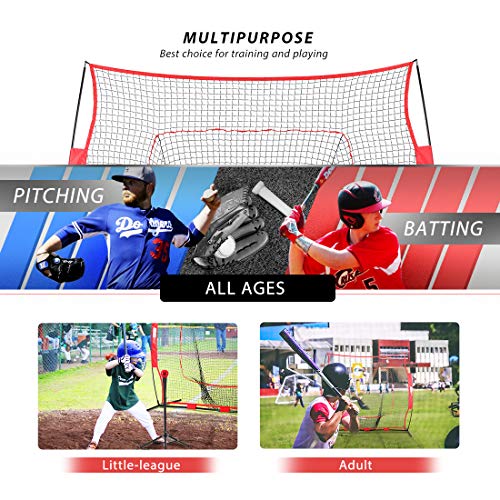 VIVOHOME 7 x 7 Feet Baseball Backstop Softball Practice Net Set with Strike Zone Target Tee Ball Caddy Carry Bag and 3 Weighted Balls for Batting Hitting and Pitching - Thumbnail 5