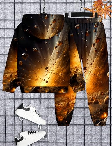 Image of Boys Clothes, T-Rex Print Dinosaur Boy Clothes Fall Winter Outfits Long-sleeved Hooded Sweatshirt Pants 2Pcs Set