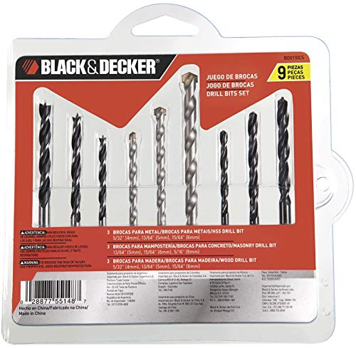 BLACK+DECKER Jogo de Brocas com 9 Peças BD0110CS
