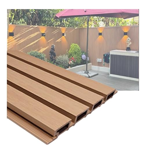 LVLDAWA Panneaux Muraux WPC Extérieur Bardage Composite Imitation Bois Clôture Brise-Vue Emboîtable Taille Personnalisée Façade(20x110cm/7.87 X43.31IN)