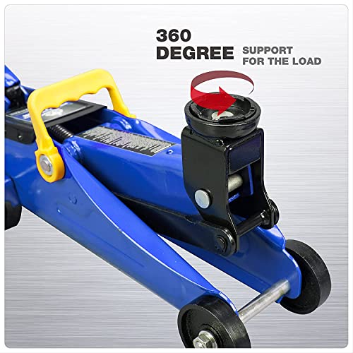 Jack Boss Hydraulic Floor Jack 1.5 Ton 3,300Lbs Car Lift Portable Trolley Jack 360 Degree for Cars Automotive Sedans