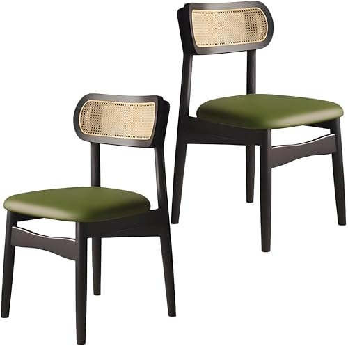 Miniatura 20 de YVYKFZD Sillas de comedor de madera maciza, juego de sillas de cocina sin brazos, silla de comedor con respaldo de ratán, silla lateral cómoda
