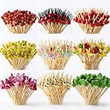 Cocktail Picks, 100Pcs Cocktail 4.7 inch Long Toothpicks Wooden Appetizers,Fancy Bamboo Cocktail Skewers Sticks for Drinks,Fruits,Charcuterie,Sandwich,Bar Garnish,Party Food