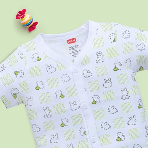Image of LuvLap Baby Girls Regular Fit 100% Cotton Half Sleeves Girls Jhabla Shirt Pack of 4