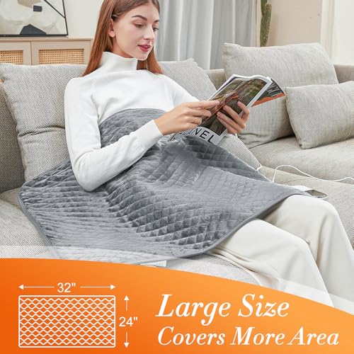 King Size Electric Heating Pad for Back Pain & Cramps Relief - Extra Large, Washable, 24x32, Auto Shut Off