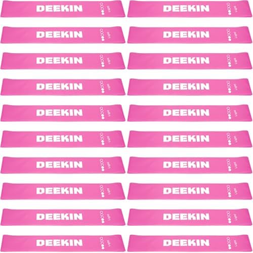 DEEKIN 20 Pcs Resistance Bands Resistance Loop Exercise Bands Exercise Equipment Elastic Drap Ring for Women and Men Home Fitness, Gym, Yoga (Light Pink)
