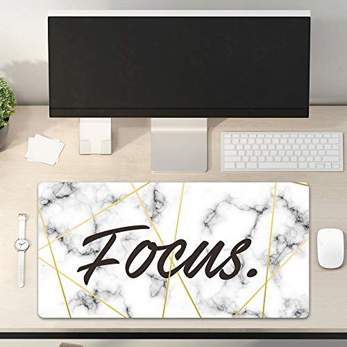 QIYI Mouse Pad, Large Desk Pads On Top of Desks, PU Leather Waterproof Mousepad, Cute Computer PC Laptop Writing Pads Accessories for School Office Home 31.5" x 15.7" - Marble Print - Thumbnail 2