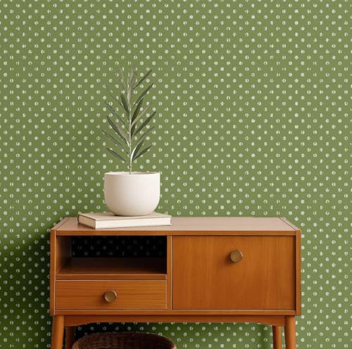 Papier peint vert à pois minimalistes S4sassy revêtement mural
