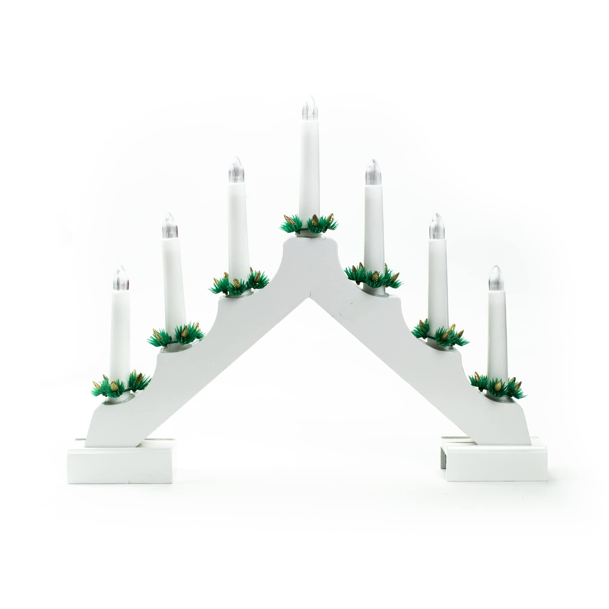 Status Lienz Candle Bridge | 7 Warm White Festive LED Candle Lights | Indoor Christmas Lights with Timer | Battery Operated | White | LIENZ7WHITEBWW6