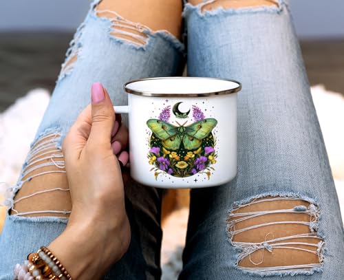 Taza de camping esmaltada Loftipop Mystic Moth 16oz miniatura 3