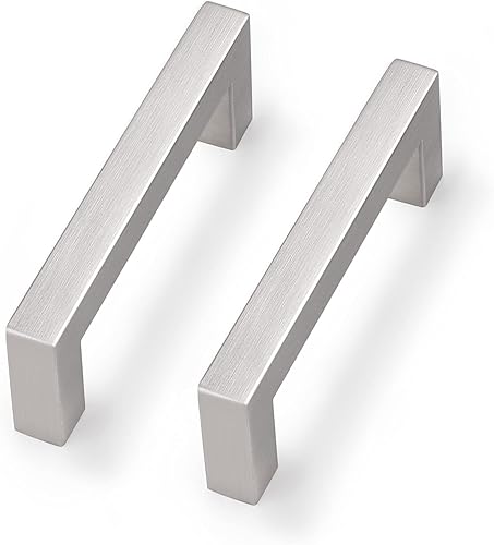 Probrico Paquete de 30 tiradores de acero inoxidable en níquel satinado, 3-12 pulgadas, barra cuadrada central de agujero de 3-12 pulgadas,