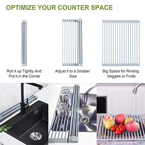 Vipointstar Roll Up Dish Drying Rack Over Sink, 17 X 13In, Sink Rack Cover, Food Grade & Bpa Free Silicone Over Sink Foldable Dish Rack, Dish Drying Rack For Rv Sink Cover/Kitchen, Easy Clean #TOP2