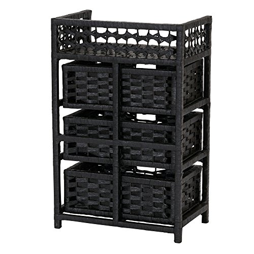 Household Essentials Hand-Woven Paper Rope 3-Drawer Chest, Black Stain #TOP4