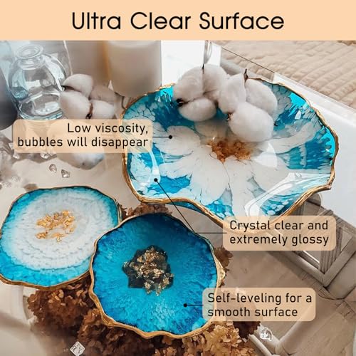 JDiction 1 Gallon Epoxy Resin, Clear Casting Self-Leveling Resin, Low Viscosity Bubble-Free Resin and Hardener Kit for Jewelry Making, Resin Flowers, Coasters, Table Top and Wood Crafts
