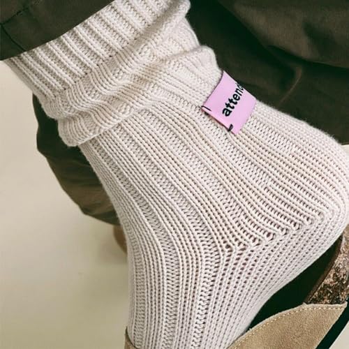 Image of Benefeet Sox Crew Socks for Women Retro Cotton Ribbed Knit Casual Socks Solid Color Athletic Sock