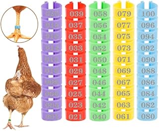 MEWTOGO 100 Pcs Chicken Leg Rings- Colorful Numbered Chicken Identification Leg Bands Poultry Leg Bands Clip on Leg Rings for Ducks Chicks Chicken Guinea Pigeons Goose Gamefowl Turkey (16mm)