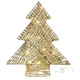 DURADERO: La decoración navideña está hecha de metal resistente con luz LED blanca cálida. ¡Esto significa que el árbol de Navidad se puede reutilizar todos los años!