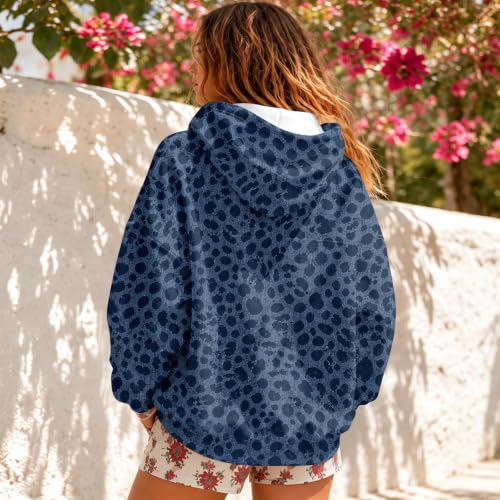 3/4 Zip Pullover Womens Oversized Loose Cheetah Pattern Camo Sweatshirts - image 7