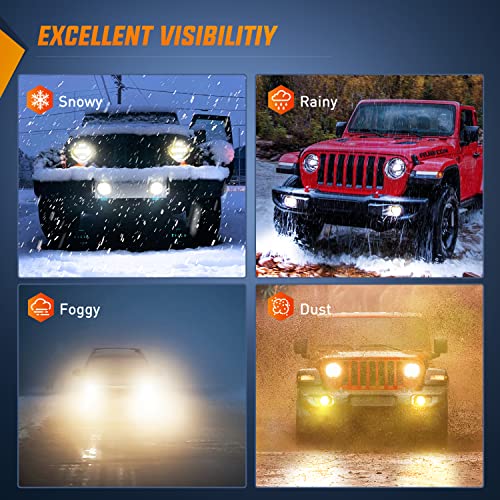 Image of Nilight 4 Inch LED Fog Light Assembly Compatible with 2007 2008 2009 2010 2011 2012 2013 2014 2015 2016 2017 2018 Jeep Wrangler JK Unlimited JKU w /Conversion Cable Clear Lamps