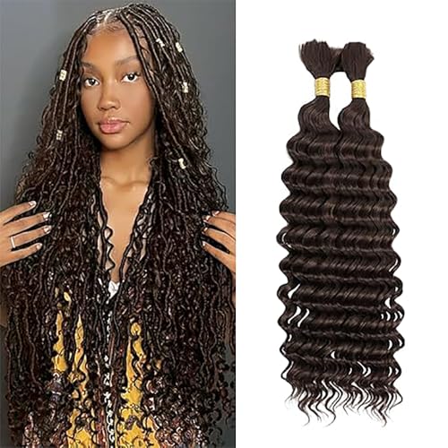 Extensions Deep Wave marron pour tresse bohème de vacances en cheveux humains bulk 18" No Weft