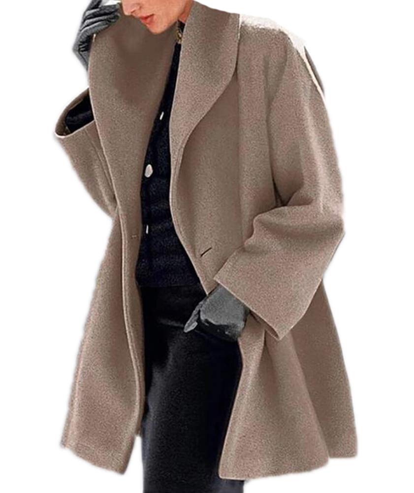 keephen Womens Long Coat Shawl Collar Jacket Winter Trench Longline Parka Outwear Overcoat Plus Size