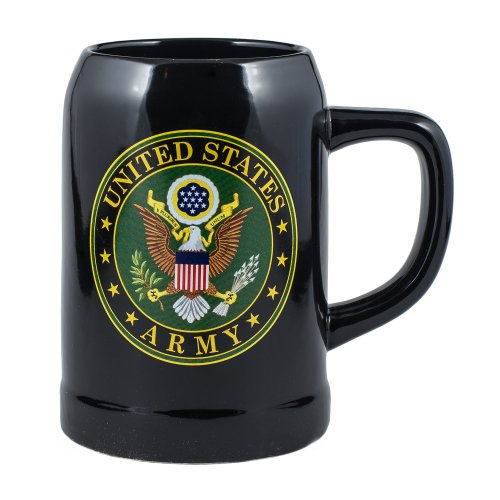 Taza de cerámica Stoneware Army 20 onzas negra miniatura 1