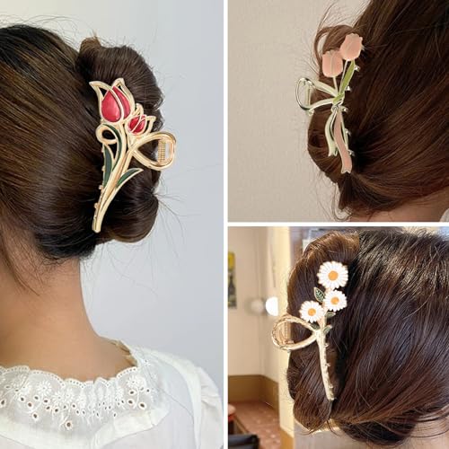 Set de 3 Pinzas Florales de Metal Multicolor para Cabello miniatura 7