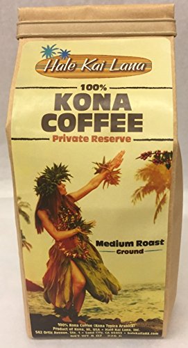 Hale Kai Lana, 100% Kona Coffee, Medium Roast, 8 oz. (1/2 Lb), Ground