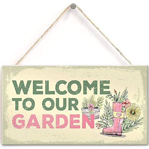 Welcome to Our Garden BLTSA-19 - Letreiro da casa de verão, 30,5 x 15,2 cm (azul-marinho-181)