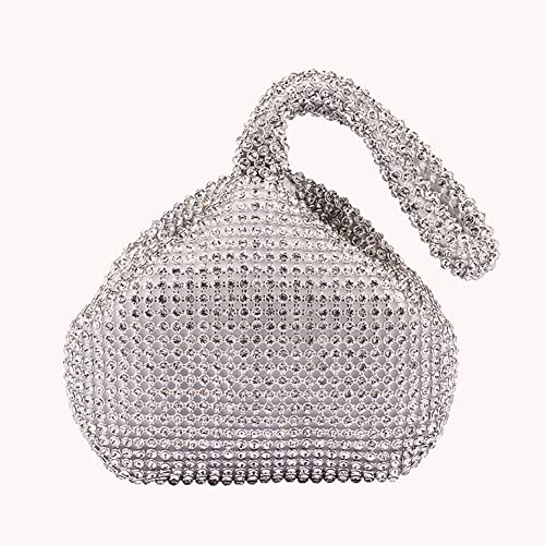 Bolsas Clutch Bling para Mulheres Noite Festa Casamento Strass Bolsas Wristlet, Prata, 31CM*17CM*7CM