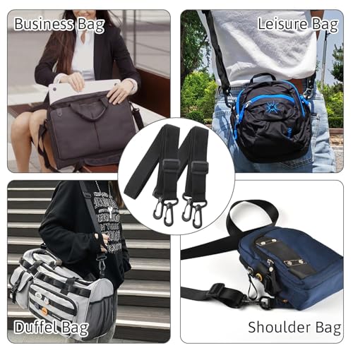 Caybats Sangle de Sac à Bandoulière, Lot de 2, Réglable 75-130cm, Universelle pour Homme et Femme, en Nylon Noir avec Mousqueton et Crochet de Transport (30MM) – vue 3