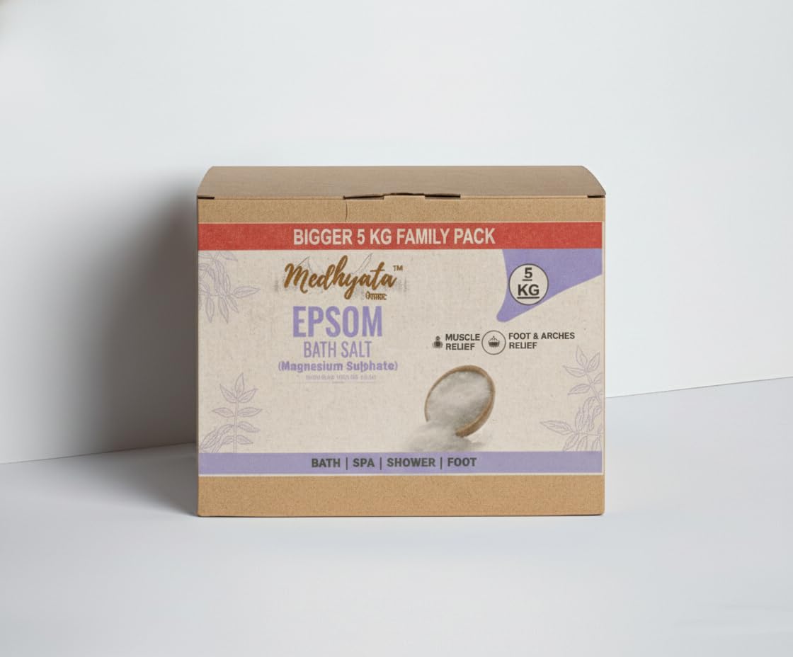 Epsom Bath Salt, Magnesium Sulphate, 5 KG Family Pack, Muscle Relief, Foot and Arches Relief, for Bath, Spa, Shower, Foot Soak-picture-36