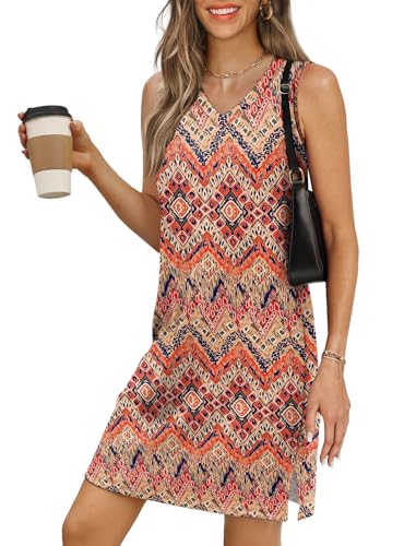 Image of BKRIVE V-Neck Summer Casual Beach Dresses for Women 2026 Vacation Women's Sleeveless Sundress with Split
