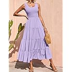 PRETTYGARDEN Women's 2025 Casual Loose Plain Maxi Sundress Smocked Tank Dress Sleeveless Summer Beach Tiered Long Dresses - Image 4