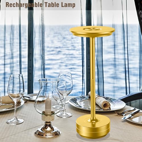 Fdidc T-106 GOLD Led Rechargeable Cordless Table Lamp, Battery Operated Stepless Dimming Modern Portable Outdoor Table Light thumb #6