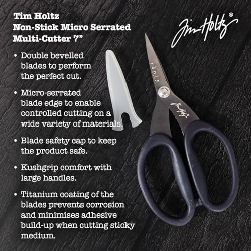 Ciseaux Tim Holtz : lames micro-dentelées antiadhésives pour couper sans coller - 4
