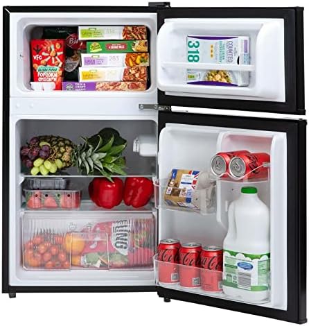 Black Under Counter Fridge Freezer, 2 Door Free Standing, 87L - SIA UFF11BL