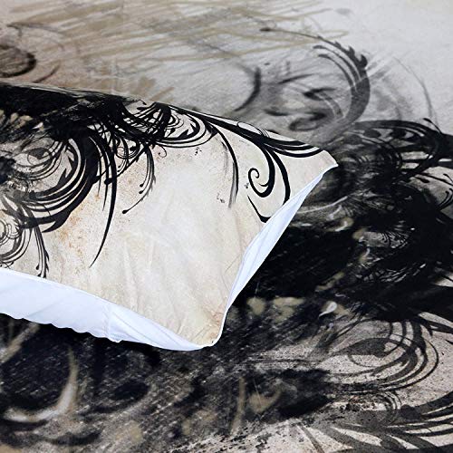 Sleepwish Haired Skull Bedding Duvet Cover Skull Black Hair Bed Set 3 Piece Vintage Skull Doona Covers Halloween Gothic Bedspread (Queen) #TOP2