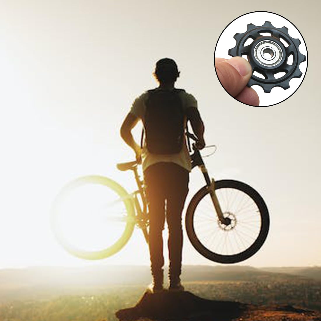 Deragliatore per bicicletta, 2 pezzi, 12T MTB, cambio pulley, Pulegge deragliatore, Puleggia Cambio, Rotelle del Cambio, Set di rulli e rulli guida per rullo cambio Pulley (alluminio, nero)