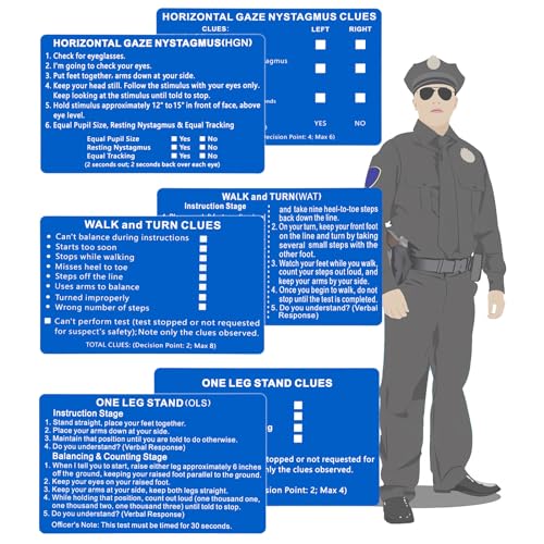 Velinpun Juego de 3 tarjetas de lista de verificación de metal NHTSA SFST/HGN (4 juegos azules)