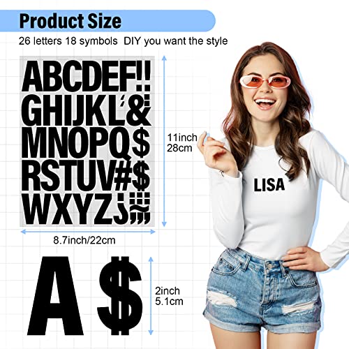 Image of Lucomb 10 Sheets 440 Pieces Iron on Letters, 2 Inch Heat Transfer Vinyl Letters with A-Z PU Alphabets Sticker for Fabric, Clothing T-Shirt Printing DIY Craft