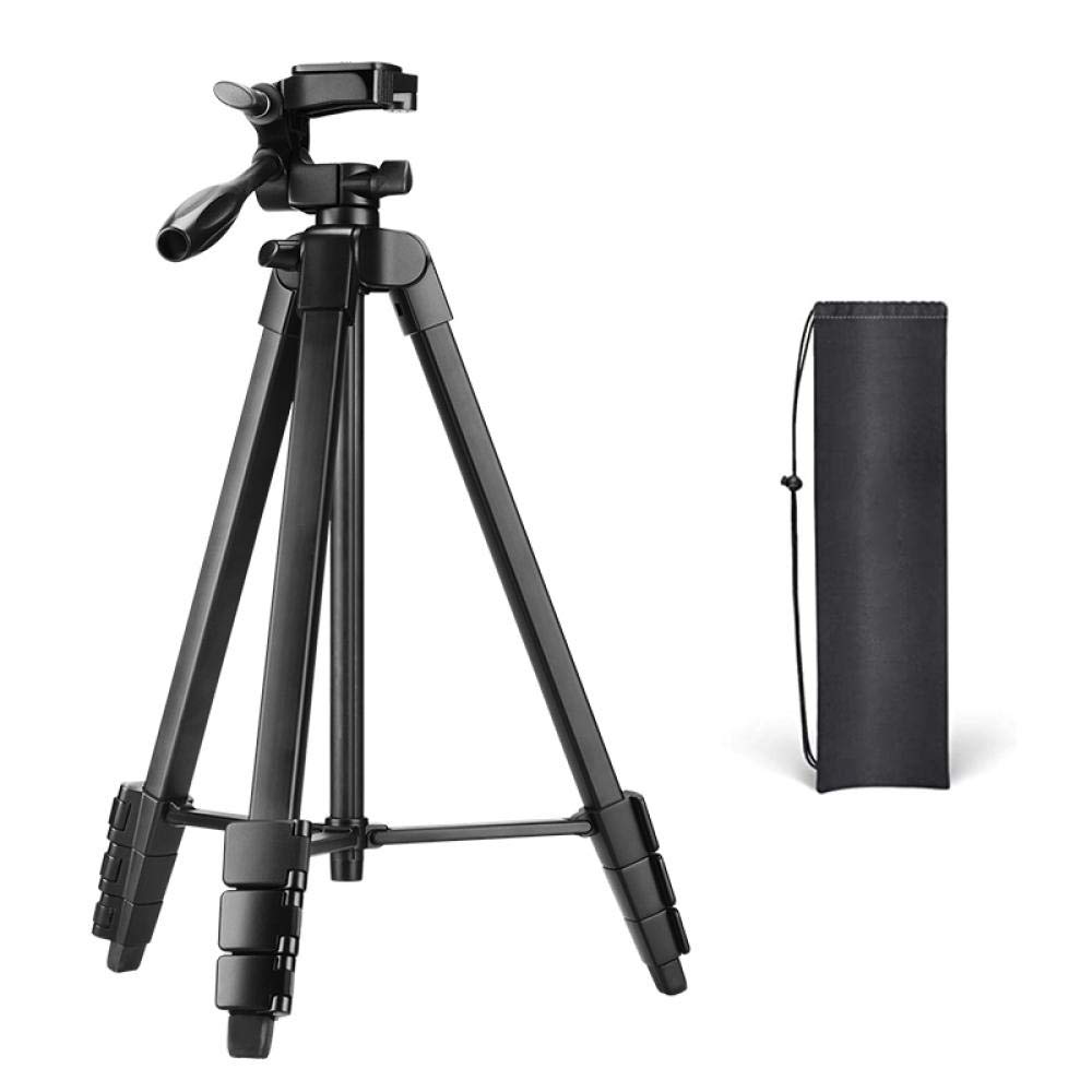 Treppiedi da 140 cm con supporto per telefono cellulare e telecomando da viaggio per telefoni cellulari e fotocamere con borsa per il trasporto