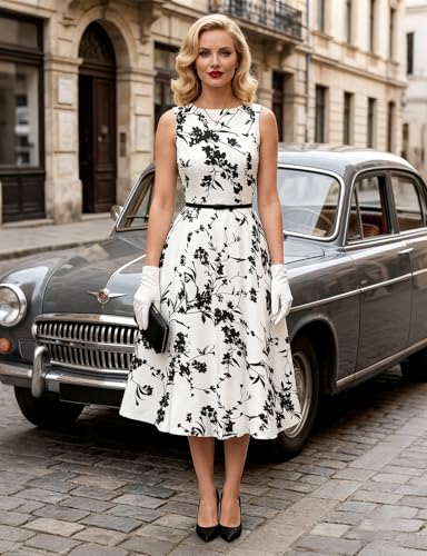 Image of Simple Flavor Women's Vintage Dress Sleeveless O-Neck Party Cocktail Dress